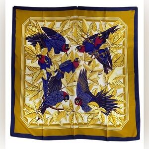 Hermès Les Perroquets Silk Scarf by Joachim Metz Carre 90 Vintage